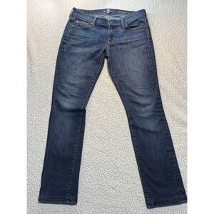 7 For All Mankind Straight Leg Jeans Dark Wash Denim Womens Size 28 USA Made